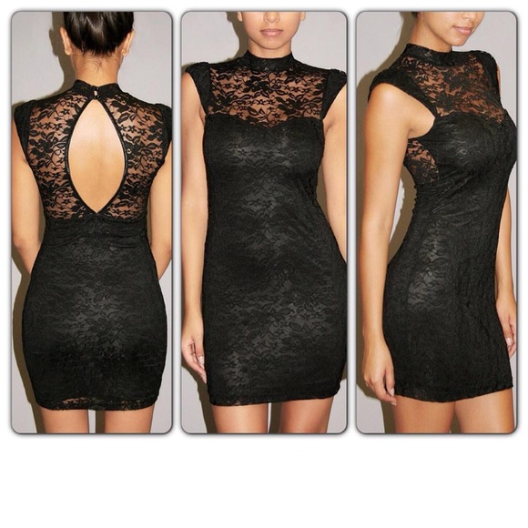 Dresses & Skirts - Black Lace Sleeveless Mini Dress